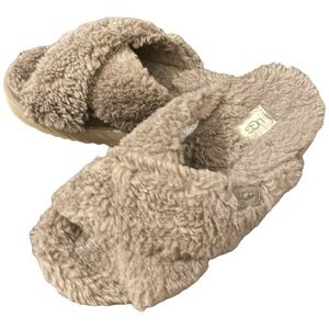 NWOT - Ugg Brand SZ 8 Shearling Platform Slide Sandals in Tan